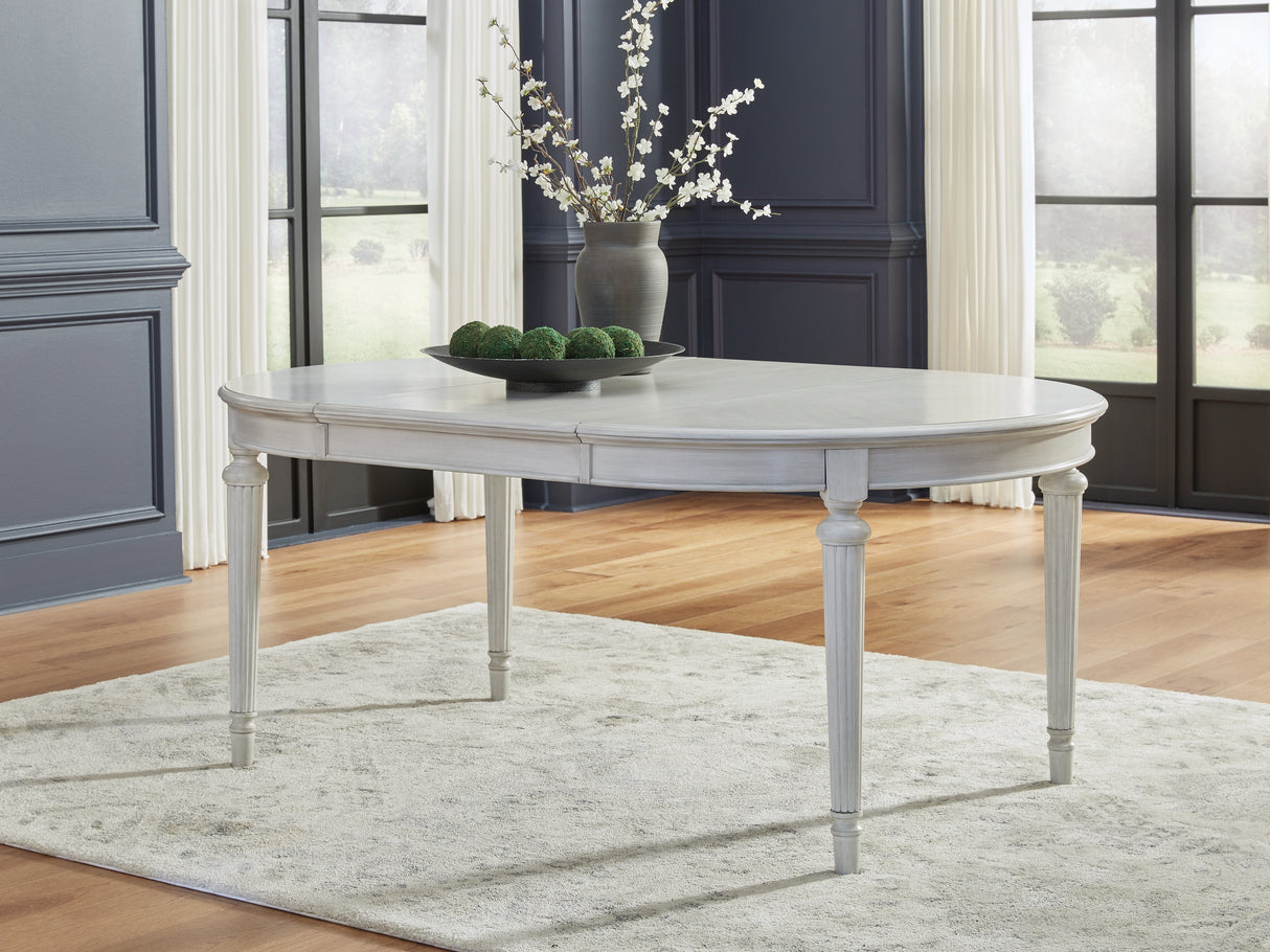 Furniture City Biloxi - Ashley Furniture - Montelaine Dining Room - Oval Dining Room EXT Table / Antique White - D795-35
