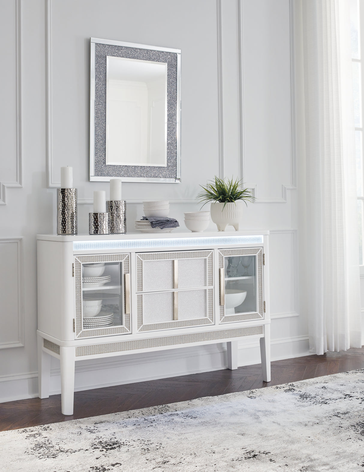 Furniture City Biloxi - Ashley Furniture - Chalanna Dining Room - Dining Room Server / White - D822-60