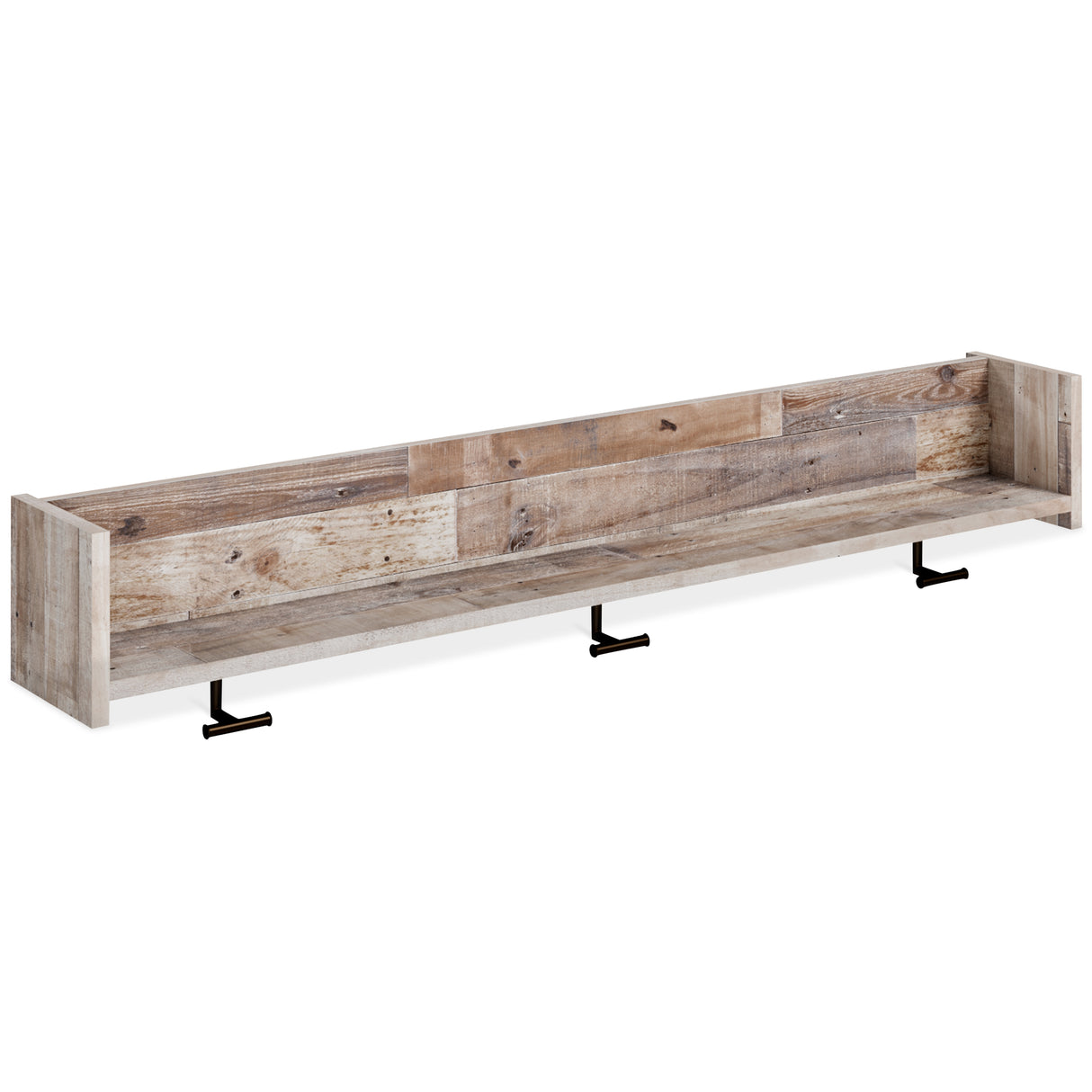 Furniture City Biloxi - Ashley Furniture - Neilsville Wall Decor - Wall Mounted Coat Rack w/Shelf / Whitewash - EA2320-151