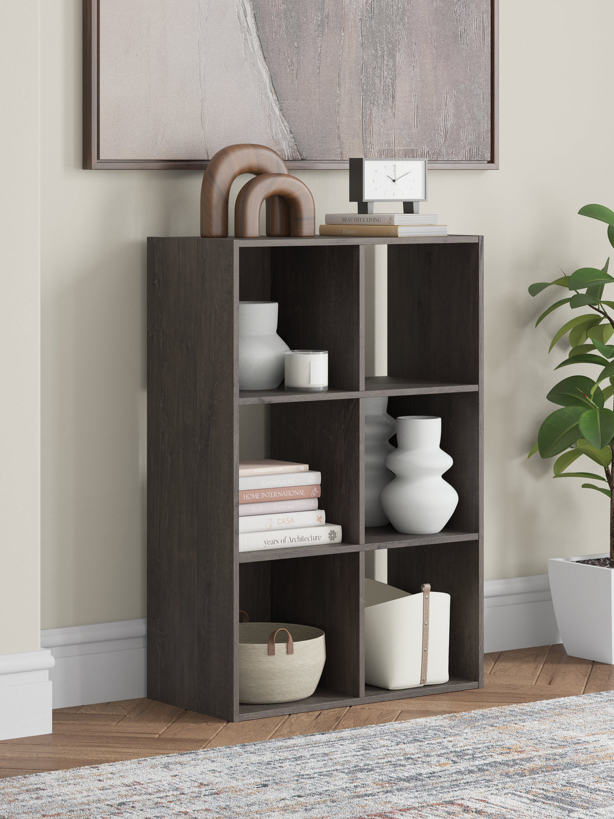 Furniture City Biloxi - Ashley Furniture - Piperton Six Cube Organizer - Six Cube Organizer / Charcoal - EA5514-3X2