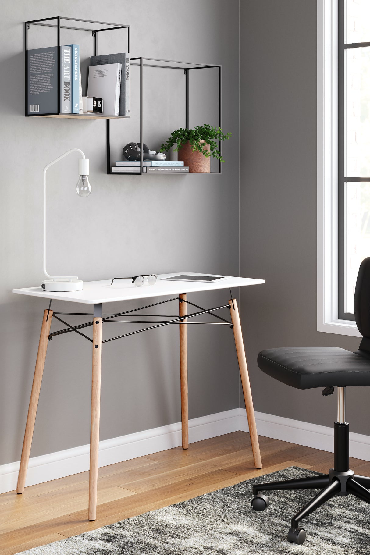 Furniture City Biloxi - Ashley Furniture - Jaspeni Office Desk - Home Office Desk / White/Natural - H020-110