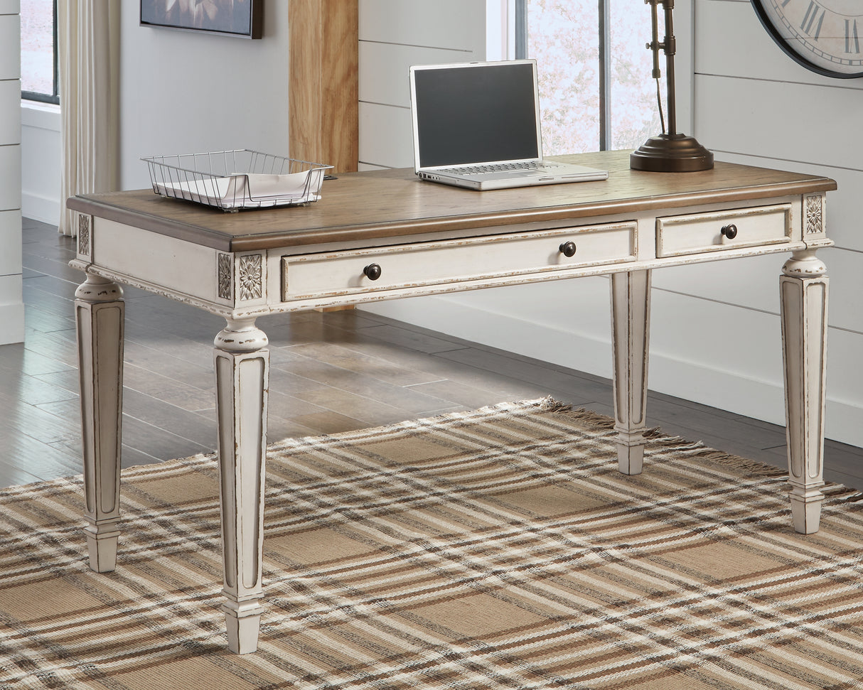 Furniture City Biloxi - Ashley Furniture - Realyn Office Desk - Home Office Desk / White/Brown - H743-34