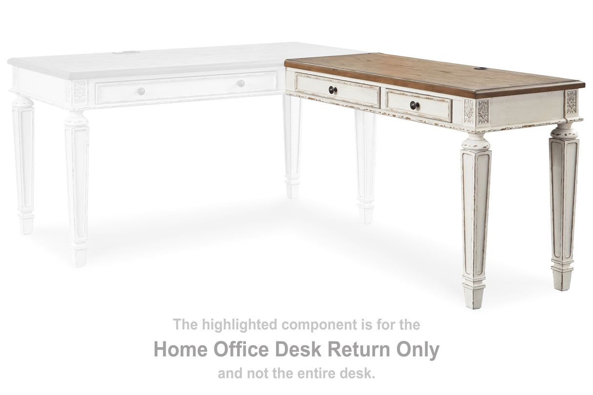 Furniture City Biloxi - Ashley Furniture - Realyn Office Desk - Home Office Desk Return / White/Brown - H743-34R