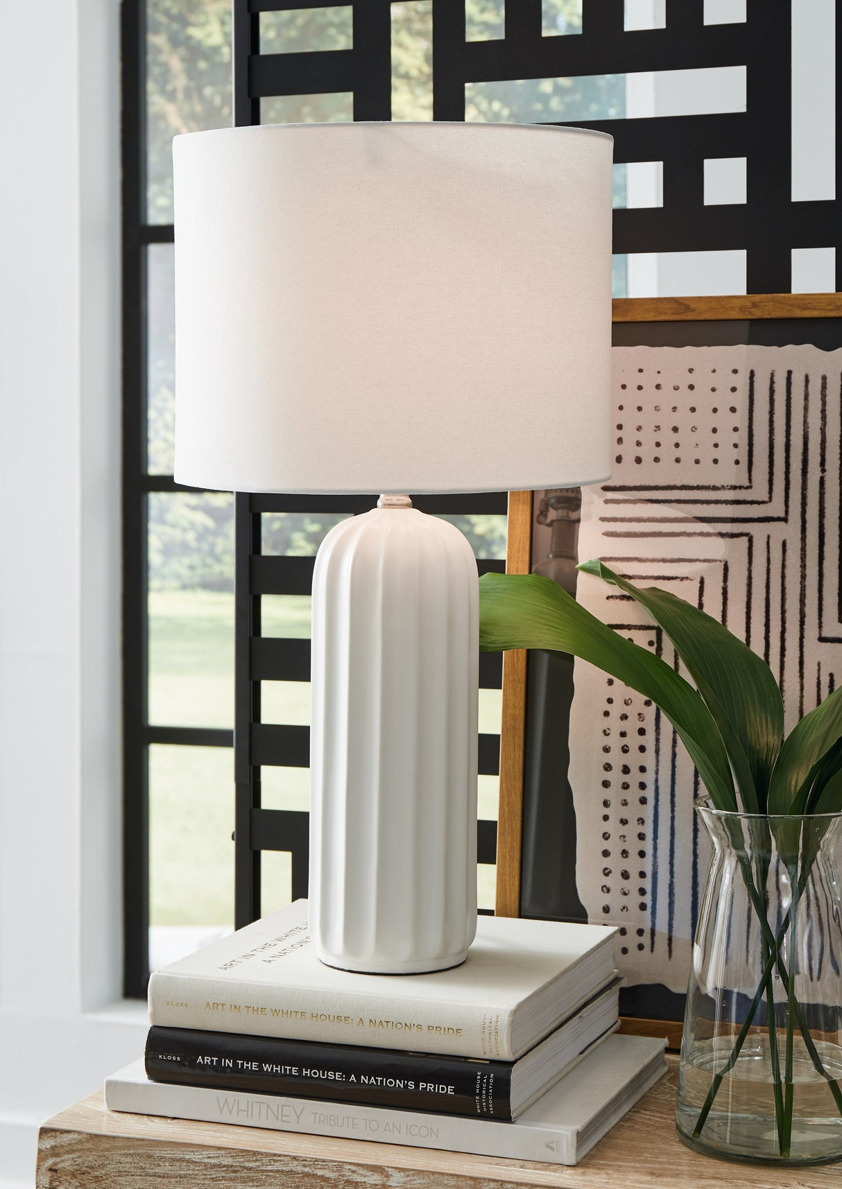 Furniture City Biloxi - Ashley Furniture - Clarkland Lighting - Ceramic Table Lamp (Set of 2) / White - L177974