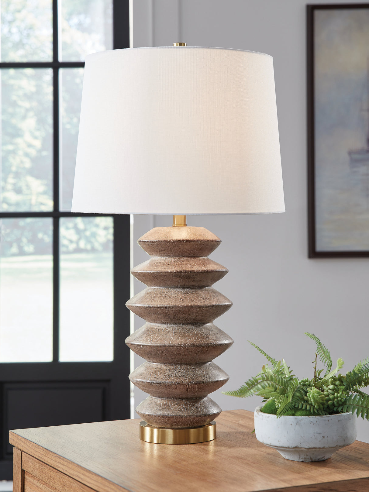 Furniture City Biloxi - Ashley Furniture - Jyllyard Lighting - Poly Table Lamp (1/CN) / Brown/Gold Finish - L235944