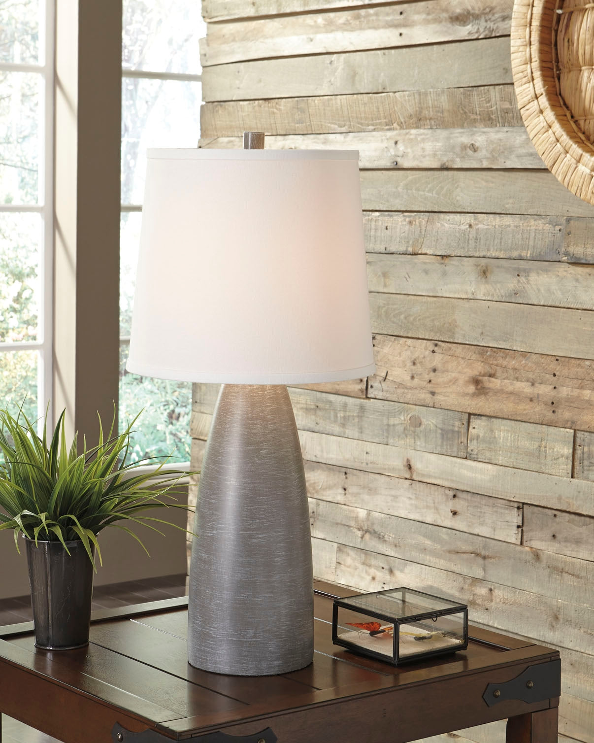 Furniture City Biloxi - Ashley Furniture - Shavontae Lighting - Poly Table Lamp (Set of 2) / Gray - L243004