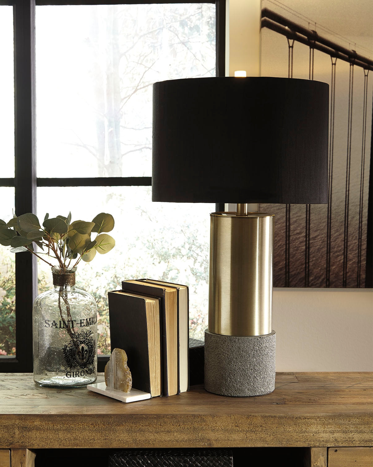 Furniture City Biloxi - Ashley Furniture - Jacek Lighting - Metal Table Lamp (Set of 2) / Gray/Brass Finish - L243164