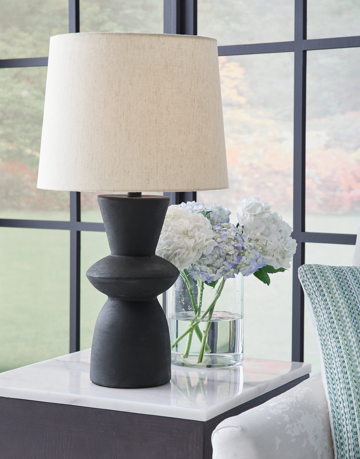 Furniture City Biloxi - Ashley Furniture - Scarbot Lighting - Paper Table Lamp (Set of 2) / Distressed Black - L243354