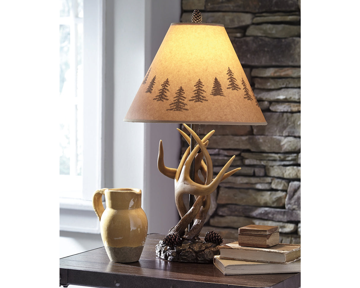 Furniture City Biloxi - Ashley Furniture - Derek Lighting - Poly Table Lamp (Set of 2) / Brown - L316984
