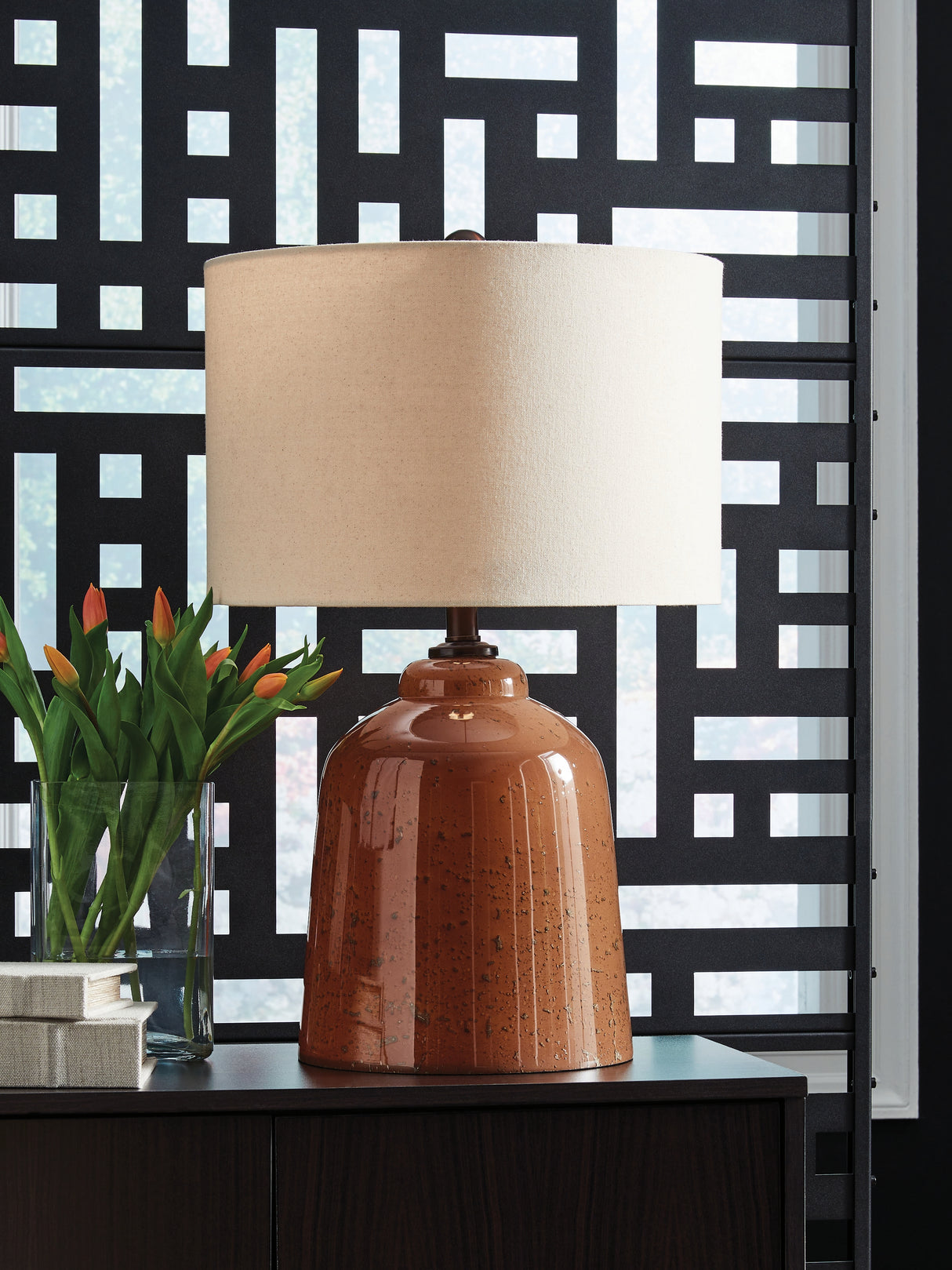 Furniture City Biloxi - Ashley Furniture - Aaleahya Lighting - Glass Table Lamp (1/CN) / Rust - L430904