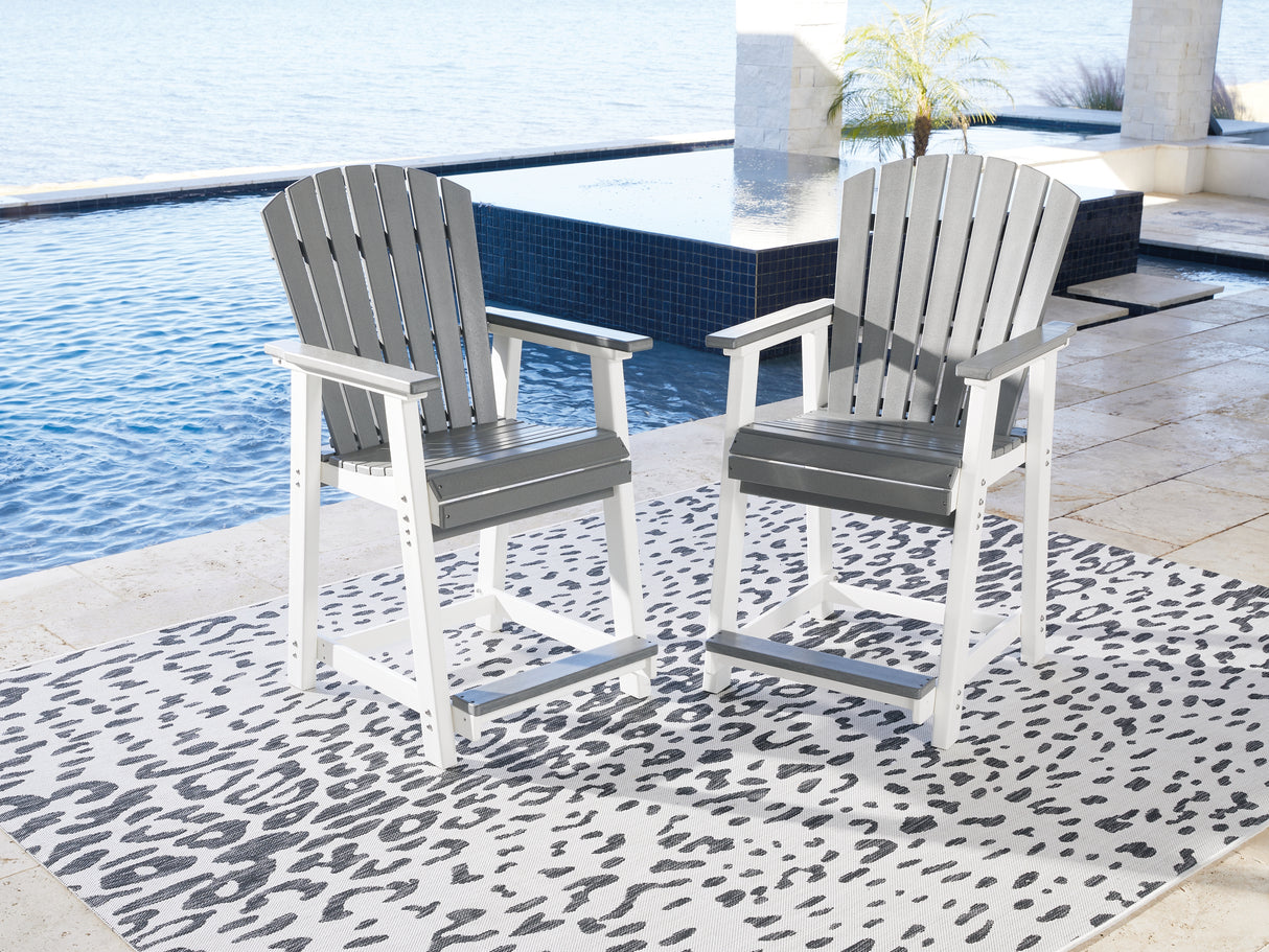 Furniture City Biloxi - Ashley Furniture - Transville Outdoor - RECT COUNTER TABLE W/UMB OPT / Gray/White - P210-642