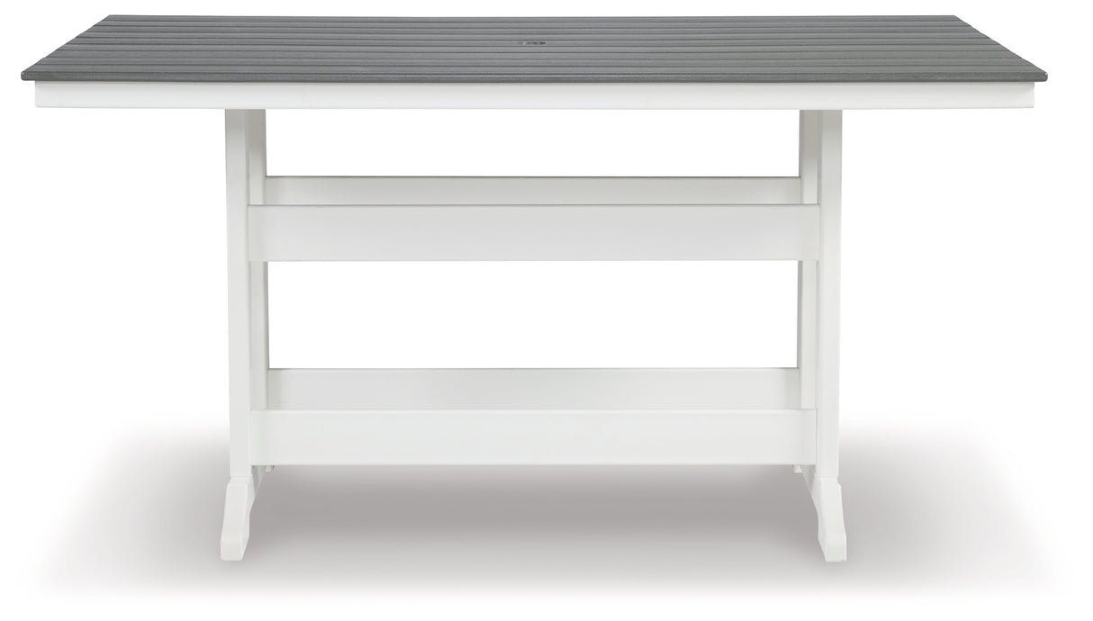 Furniture City Biloxi - Ashley Furniture - Transville Outdoor - RECT COUNTER TABLE W/UMB OPT / Gray/White - P210-642