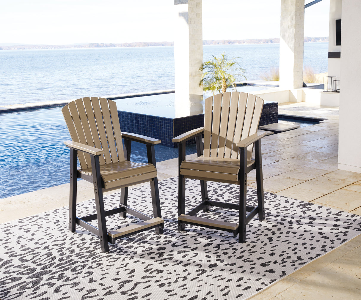 Furniture City Biloxi - Ashley Furniture - Fairen Trail Outdoor - Barstool (Set of 2) / Black/Driftwood - P211-124