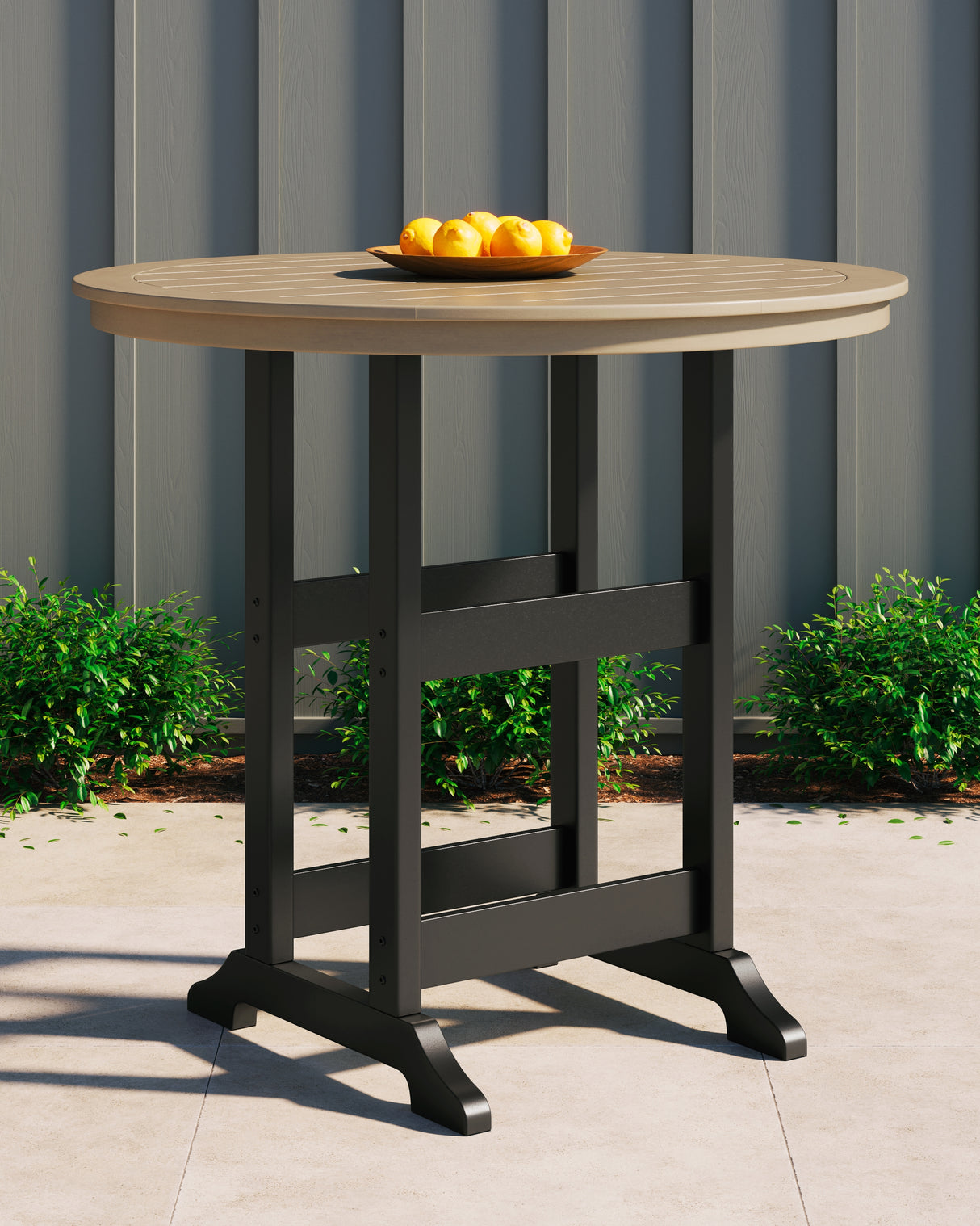 Furniture City Biloxi - Ashley Furniture - Fairen Trail Outdoor - Square Counter TBL w/UMB OPT / Black/Driftwood - P211-632