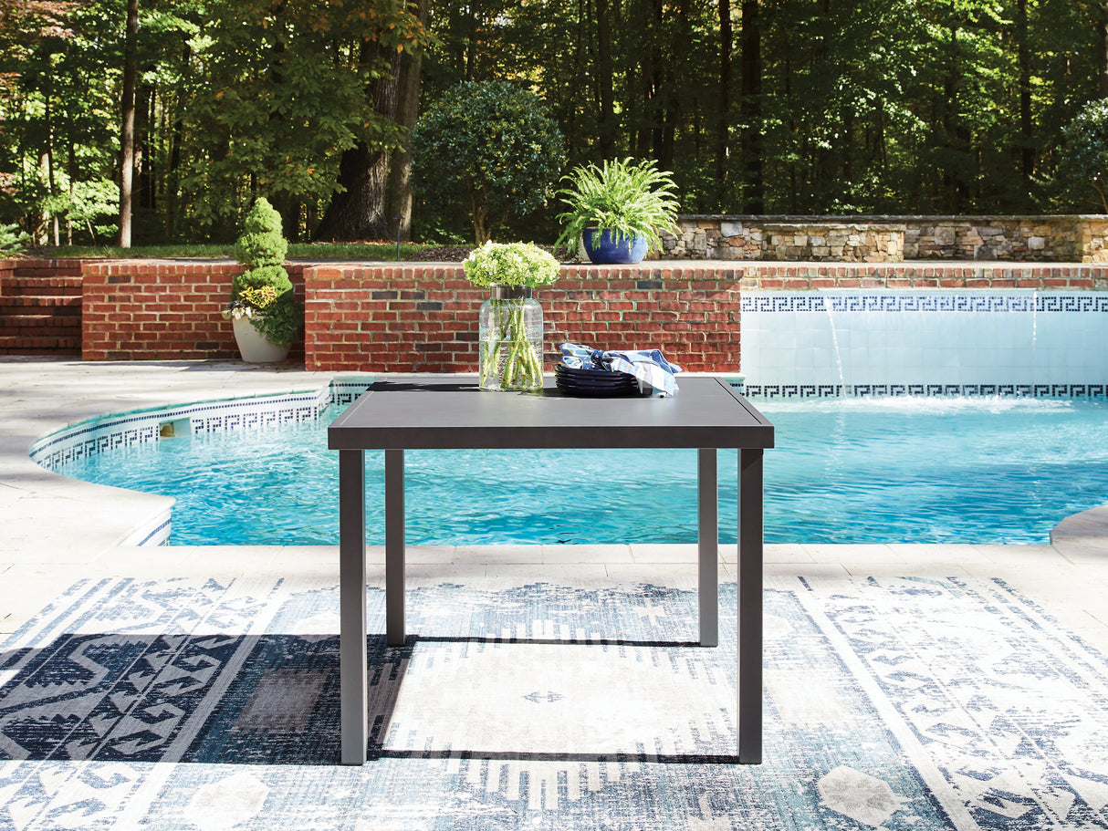 Furniture City Biloxi - Ashley Furniture - Rocky Creek Outdoor - Square Dining Table w/UMB OPT / Gray - PCP326-615