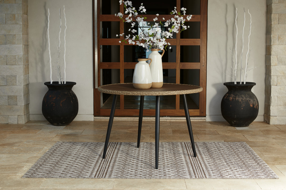 Furniture City Biloxi - Ashley Furniture - Amaris Outdoor - Round Dining Table / Brown/Black - P369-615