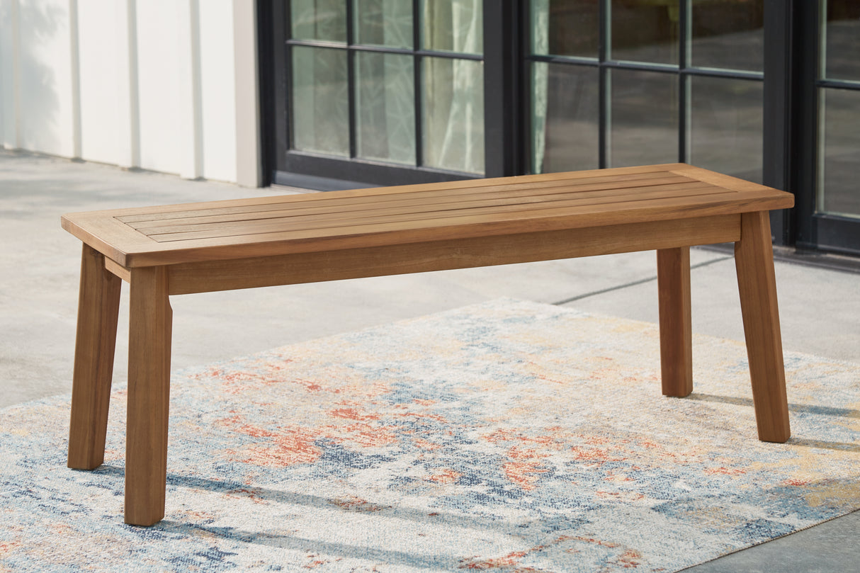 Furniture City Biloxi - Ashley Furniture - Janiyah Outdoor - Bench / Light Brown - P407-600