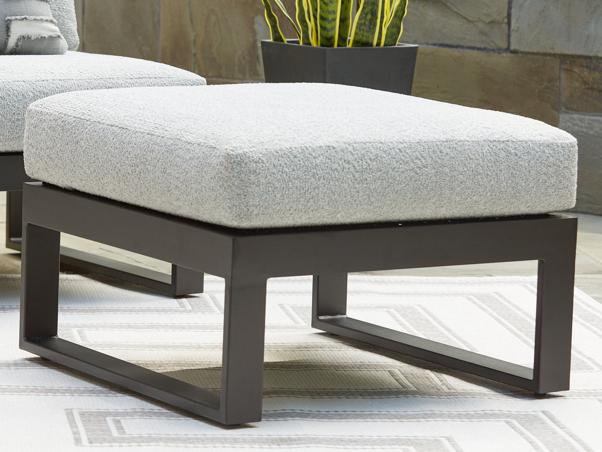 Furniture City Biloxi - Ashley Furniture - Beachloft Outdoor - Ottoman with Cushion / Black/Gray - P490-814