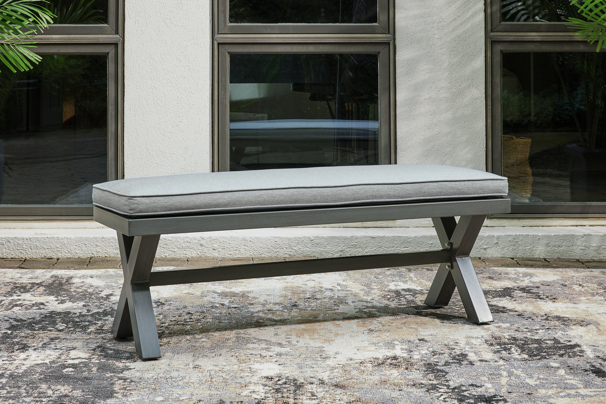 Furniture City Biloxi - Ashley Furniture - Elite Park Outdoor - Bench with Cushion / Gray - P518-600