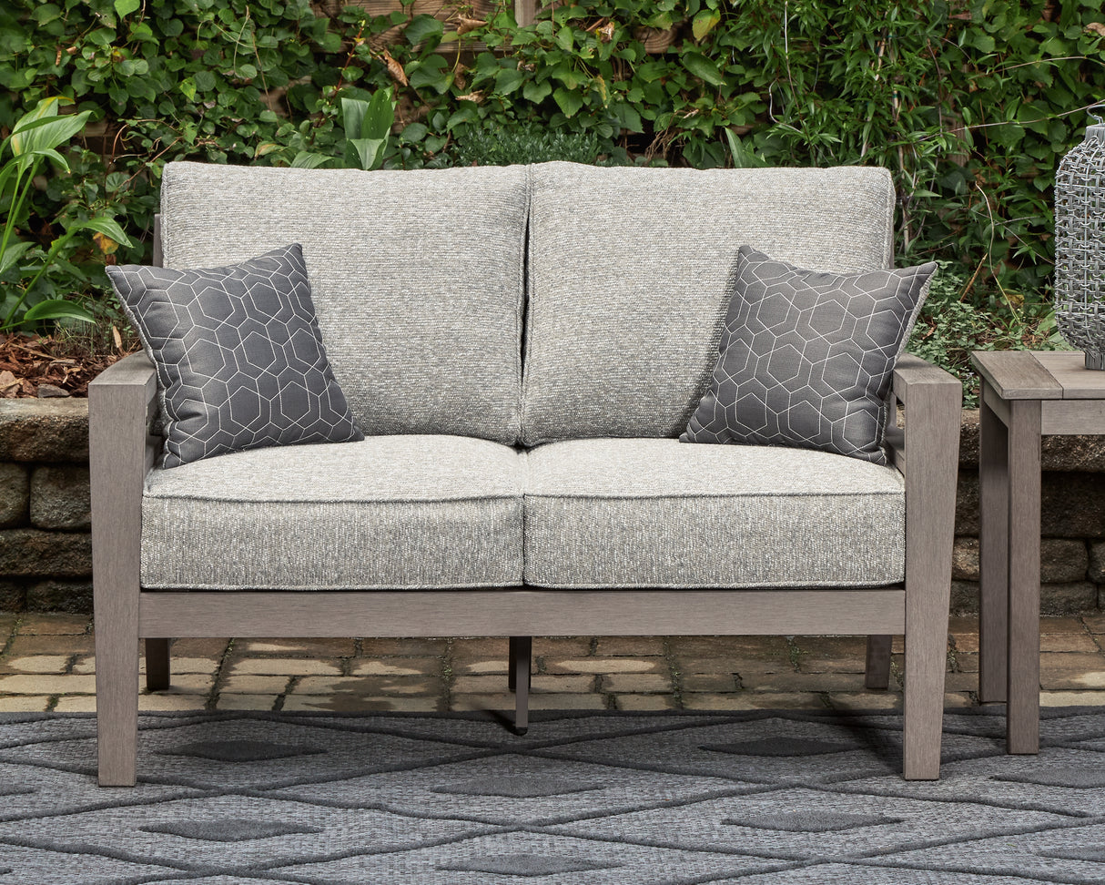 Furniture City Biloxi - Ashley Furniture - Hillside Barn Outdoor - Loveseat w/Cushion / Gray/Brown - P564-835