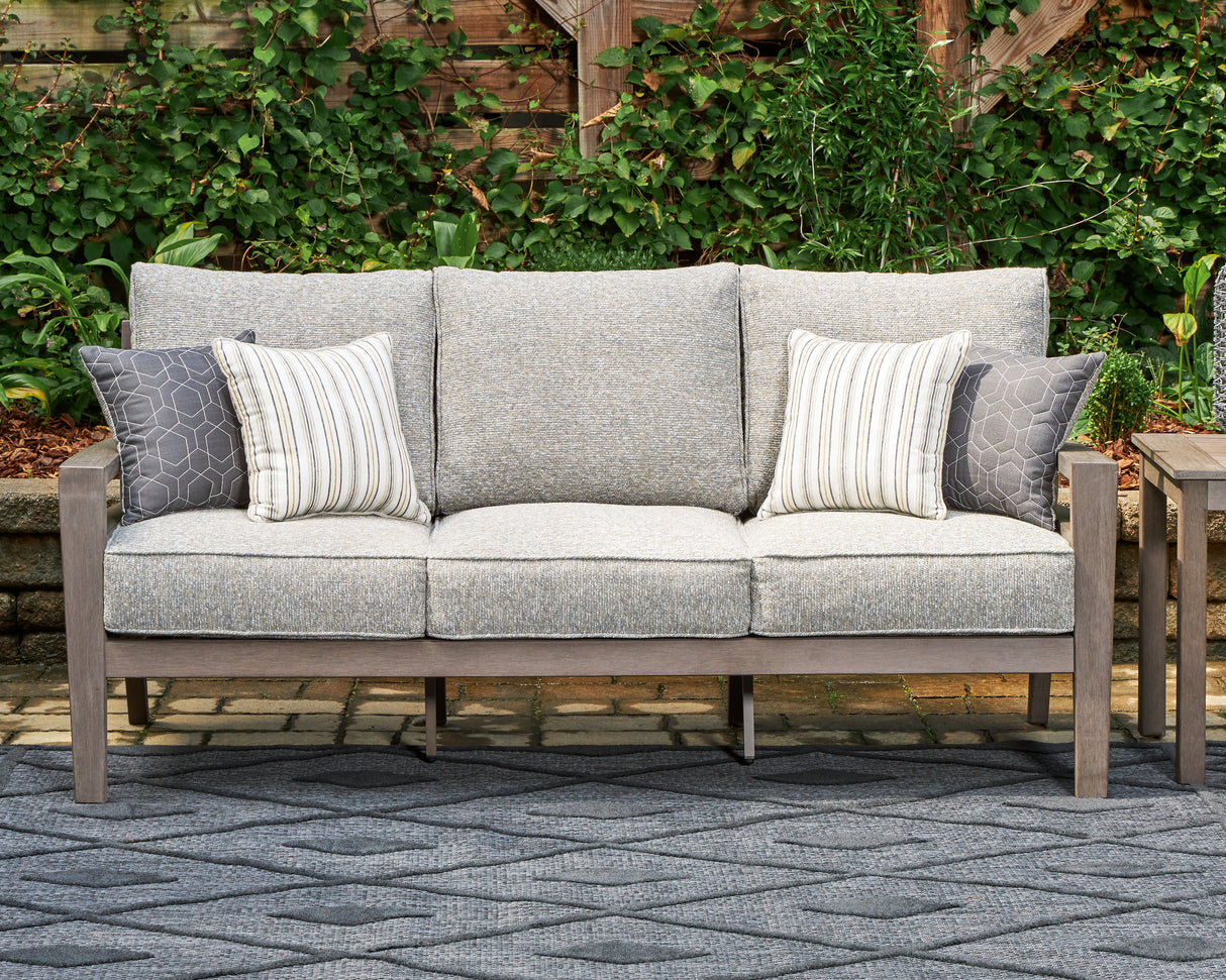Furniture City Biloxi - Ashley Furniture - Hillside Barn Outdoor - Sofa with Cushion / Gray/Brown - P564-838