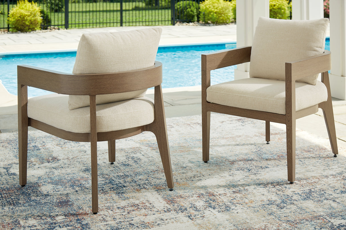 Furniture City Biloxi - Ashley Furniture - Serene Bay Outdoor - Arm Chair With Cushion (Set of 2) / Dark Brown/White - P671-601A