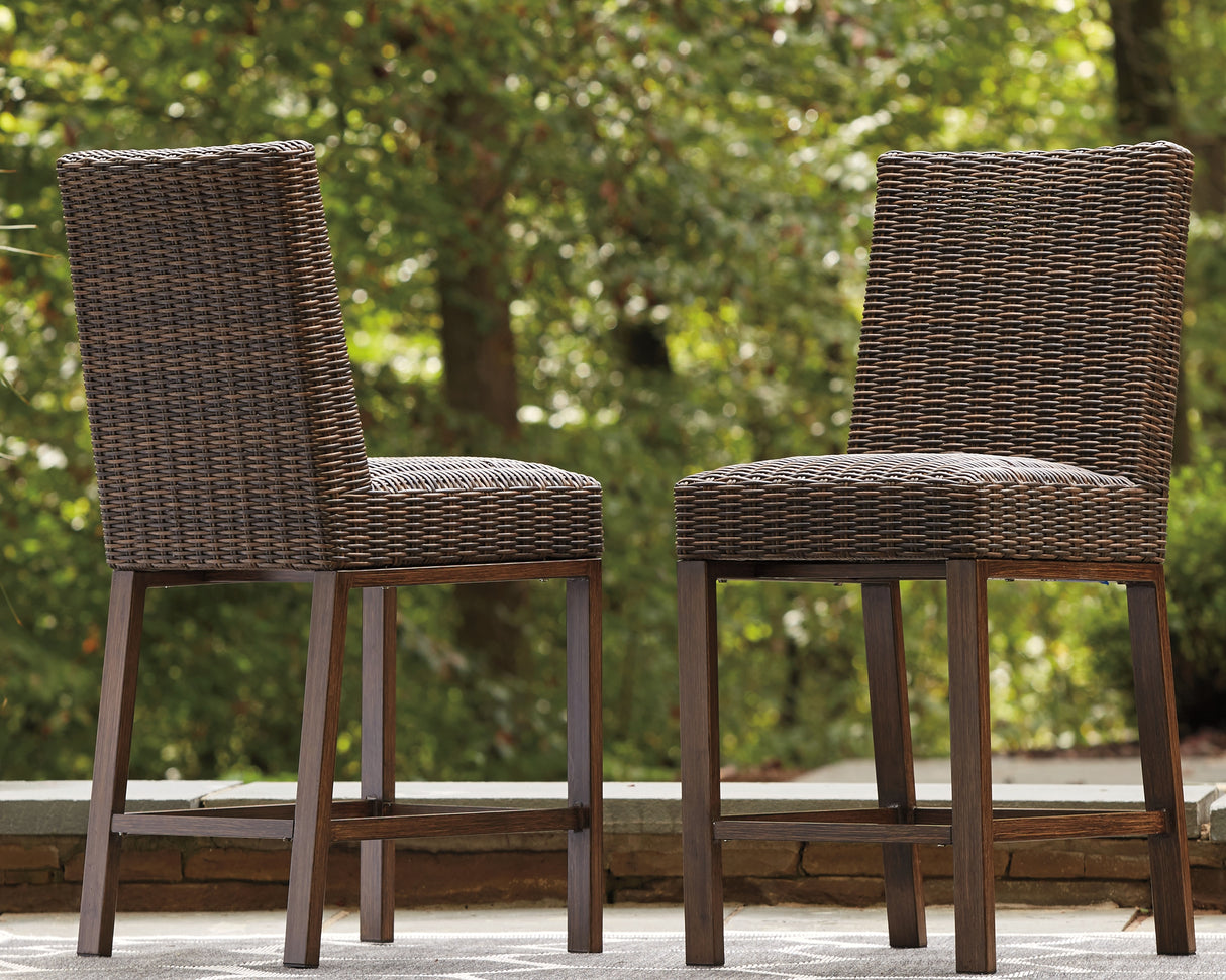 Furniture City Biloxi - Ashley Furniture - Paradise Trail Outdoor - Barstool (Set of 2) / Medium Brown - P750-130