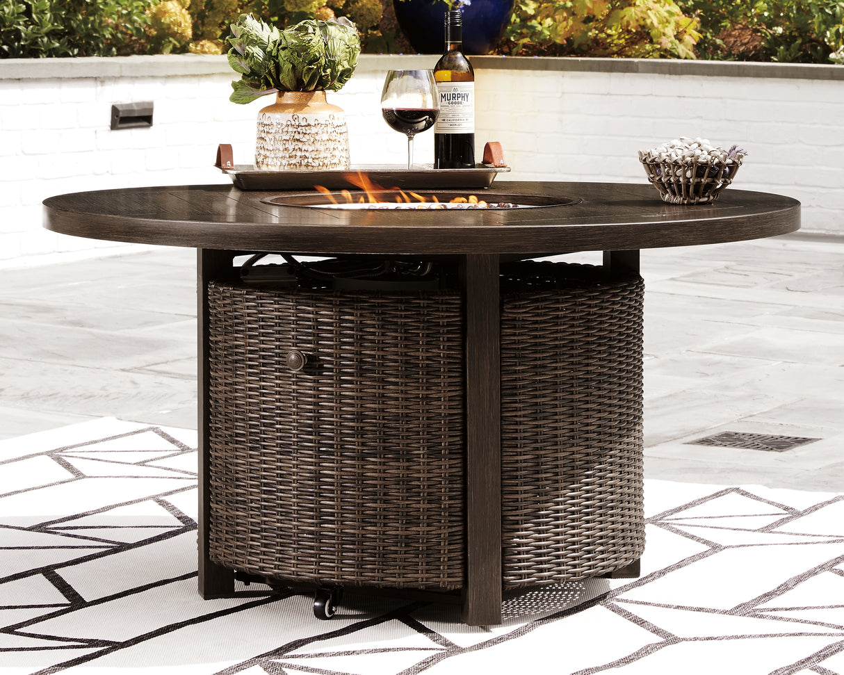 Furniture City Biloxi - Ashley Furniture - Paradise Trail Outdoor - Round Fire Pit Table / Medium Brown - P750-776