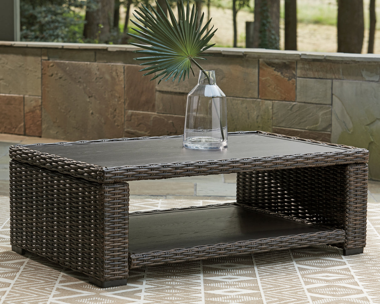 Furniture City Biloxi - Ashley Furniture - Grasson Lane Outdoor - Rectangular Cocktail Table / Brown - P783-701