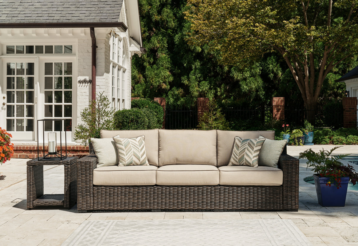 Furniture City Biloxi - Ashley Furniture - Coastline Bay Outdoor - Sofa with Cushion / Brown - P784-838