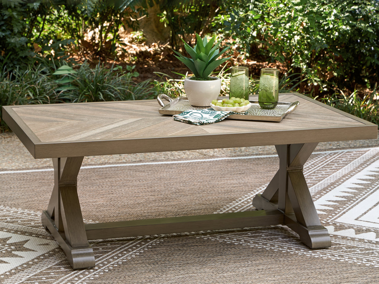 Furniture City Biloxi - Ashley Furniture - Laguna Heights Outdoor - Rectangular Cocktail Table / Beige - PCP790-701