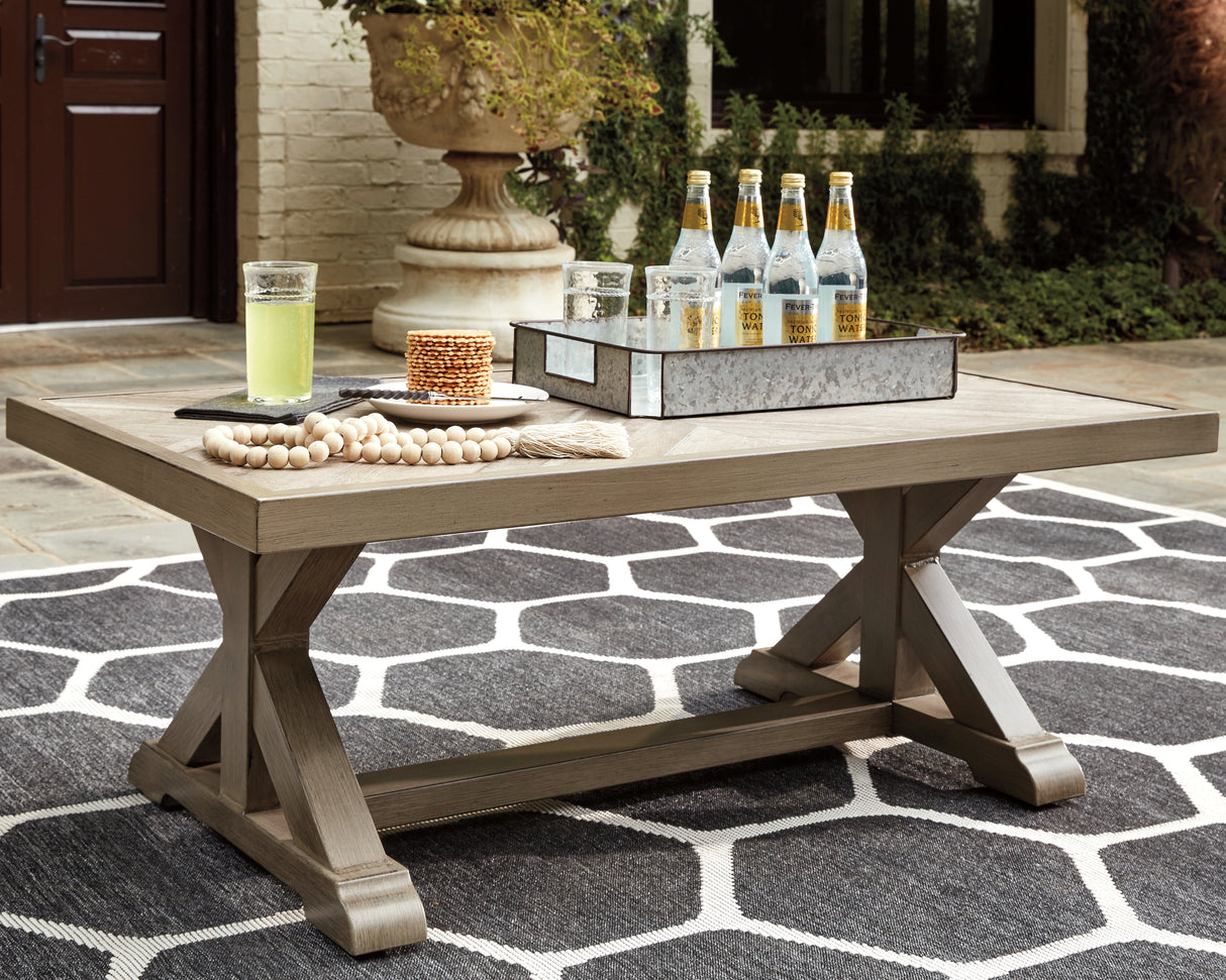 Furniture City Biloxi - Ashley Furniture - Beachcroft Outdoor - Rectangular Cocktail Table / Beige - P791-701