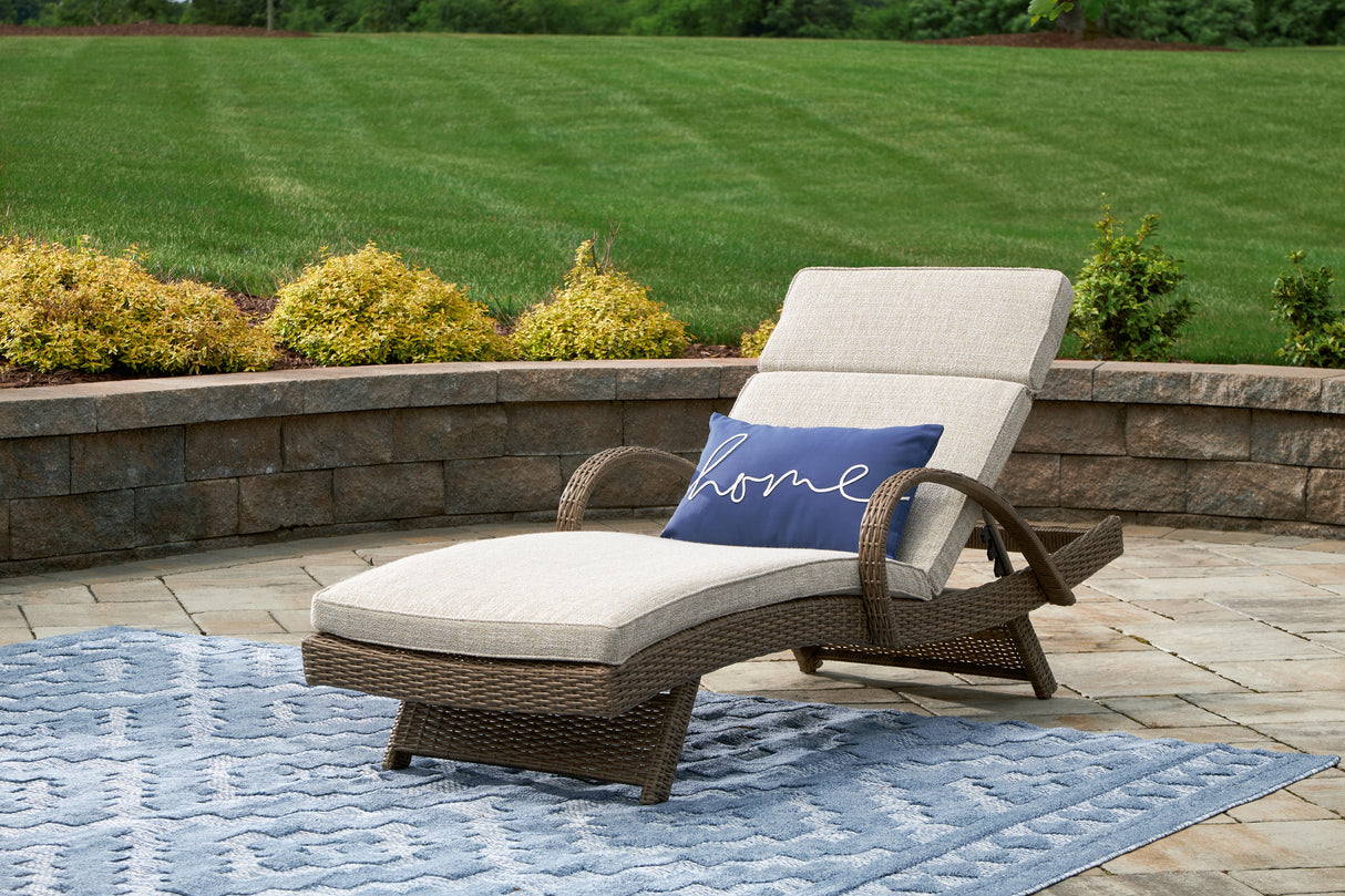 Furniture City Biloxi - Ashley Furniture - Beachcroft Outdoor - Chaise Lounge with Cushion / Beige - P791-815