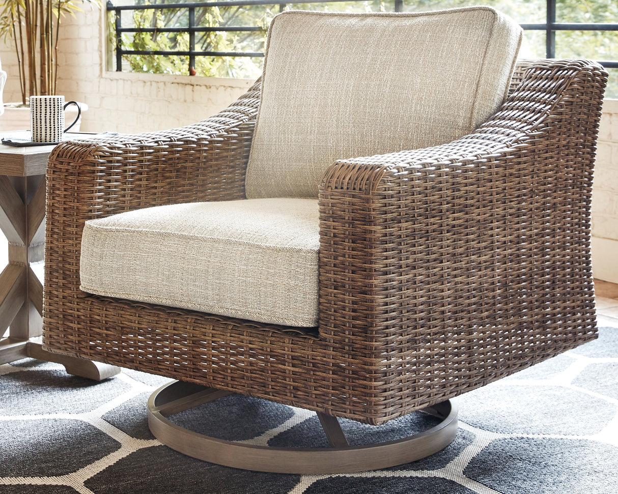 Furniture City Biloxi - Ashley Furniture - Beachcroft Outdoor - Swivel Lounge Chair (1/CN) / Beige - P791-821