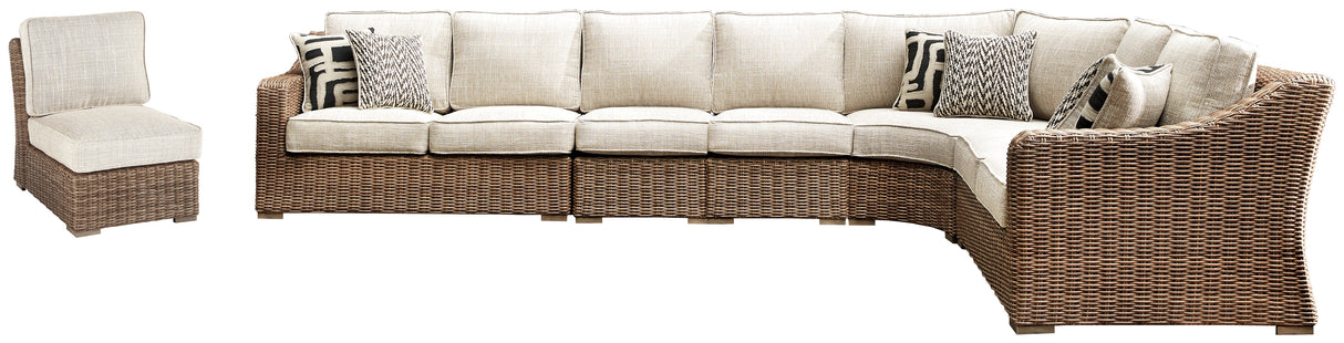 Furniture City Biloxi - Ashley Furniture - Beachcroft Outdoor - 6-Piece Outdoor Seating Set / Beige - P791P11