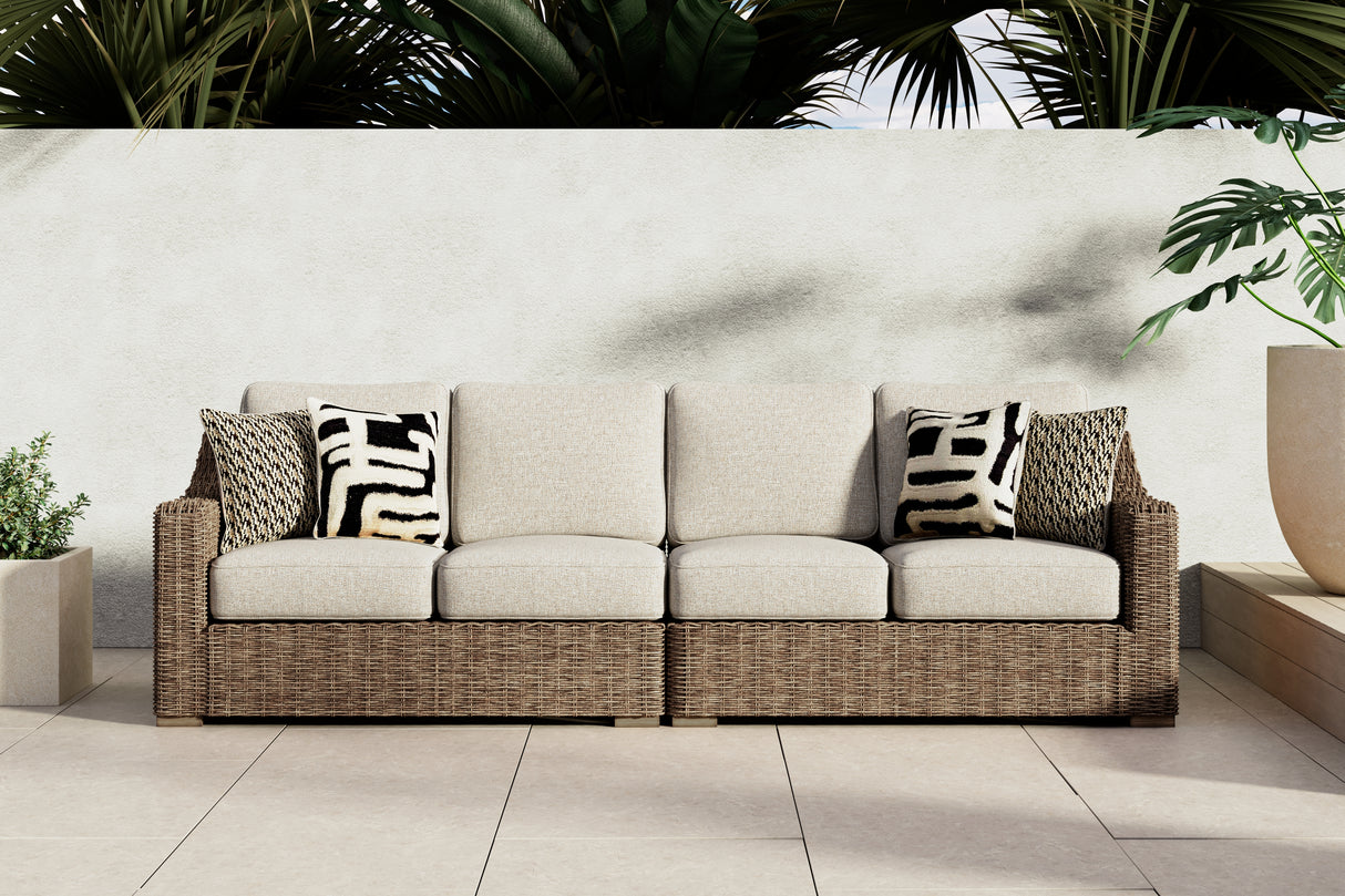 Furniture City Biloxi - Ashley Furniture - Beachcroft Outdoor - RAF/LAF Loveseat w/CUSH (Set of 2) / Beige - P791-854