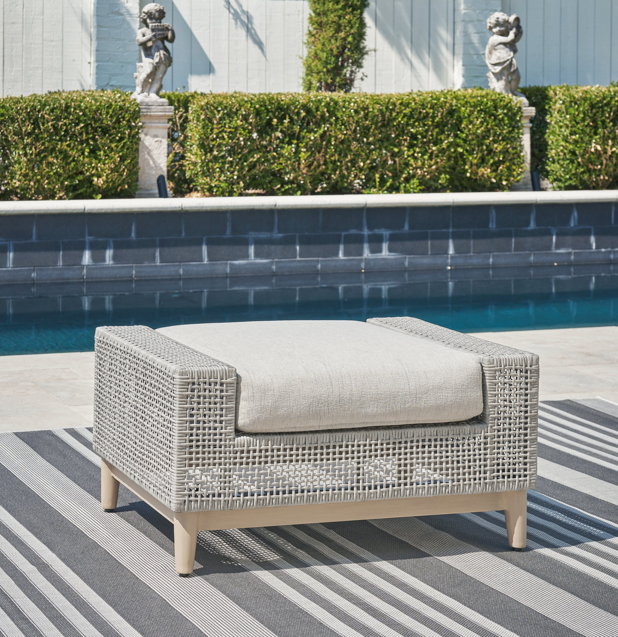 Furniture City Biloxi - Ashley Furniture - Seton Creek Outdoor - Ottoman with Cushion / Gray - P798-814