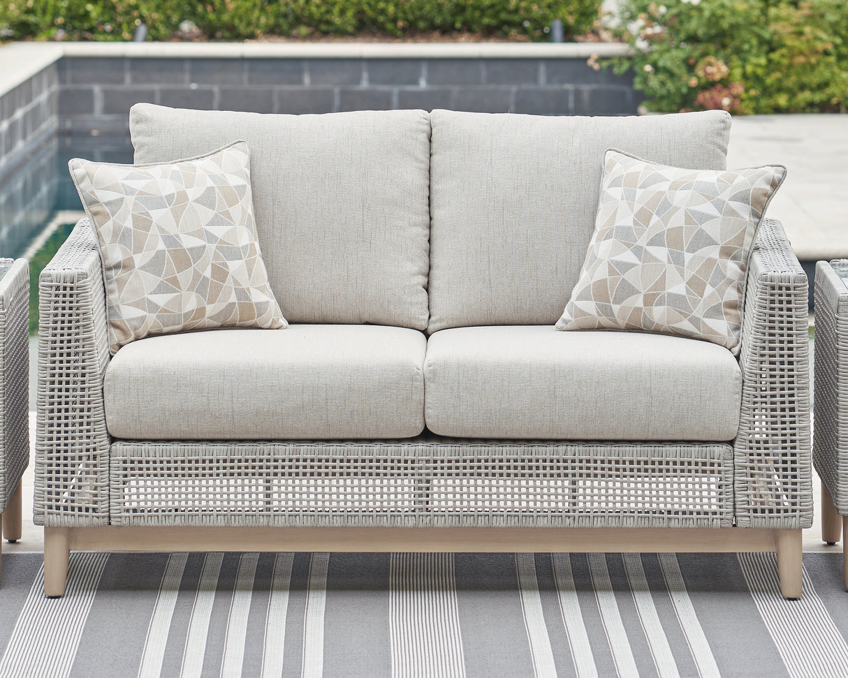 Furniture City Biloxi - Ashley Furniture - Seton Creek Outdoor - Loveseat w/Cushion / Gray - P798-835