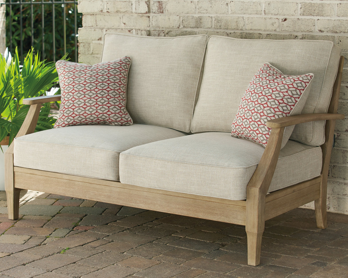 Furniture City Biloxi - Ashley Furniture - Clare View Outdoor - Loveseat w/Cushion / Beige - P801-835