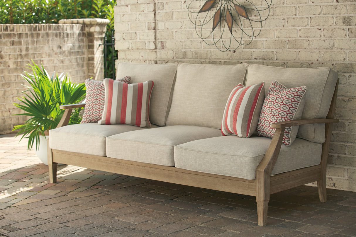 Furniture City Biloxi - Ashley Furniture - Clare View Outdoor - Corner with Cushion / Beige - P801-877