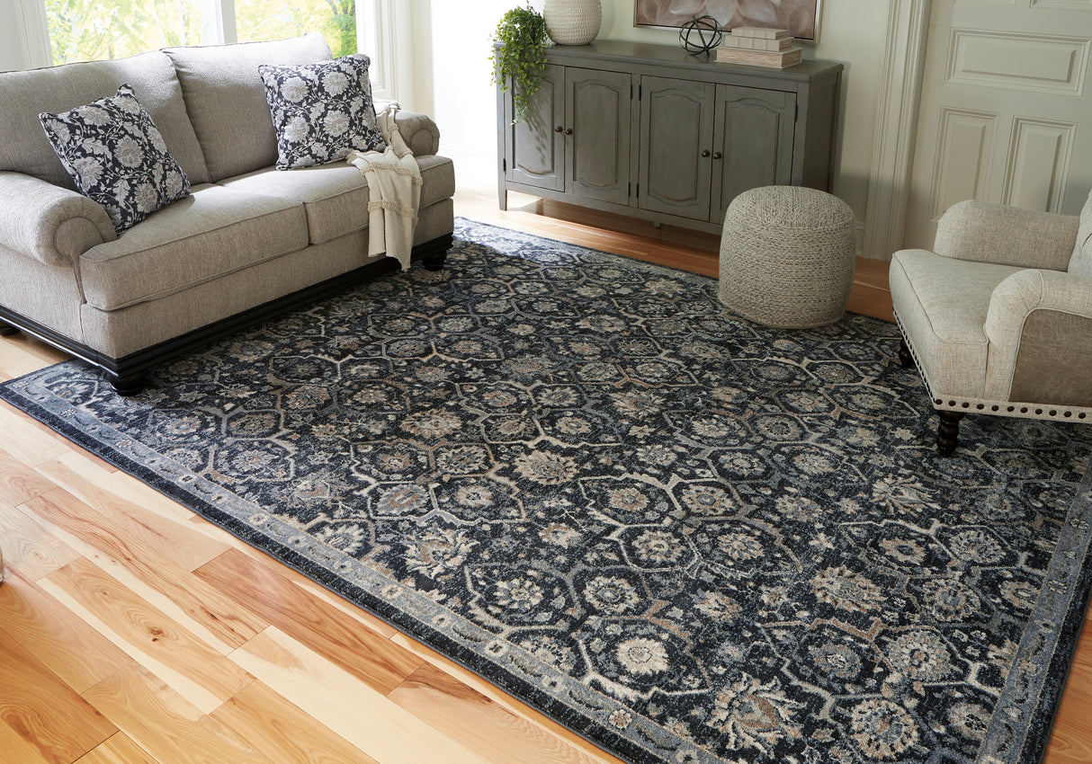 Furniture City Biloxi - Ashley Furniture - Hilcott Rug - 5'3" x 7'3" Rug / Blue/Cream/Brown - R406112