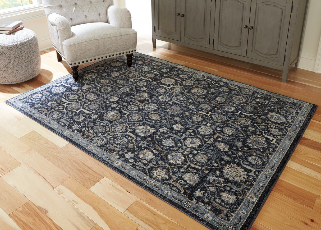 Furniture City Biloxi - Ashley Furniture - Hilcott Rug - 5'3" x 7'3" Rug / Blue/Cream/Brown - R406112