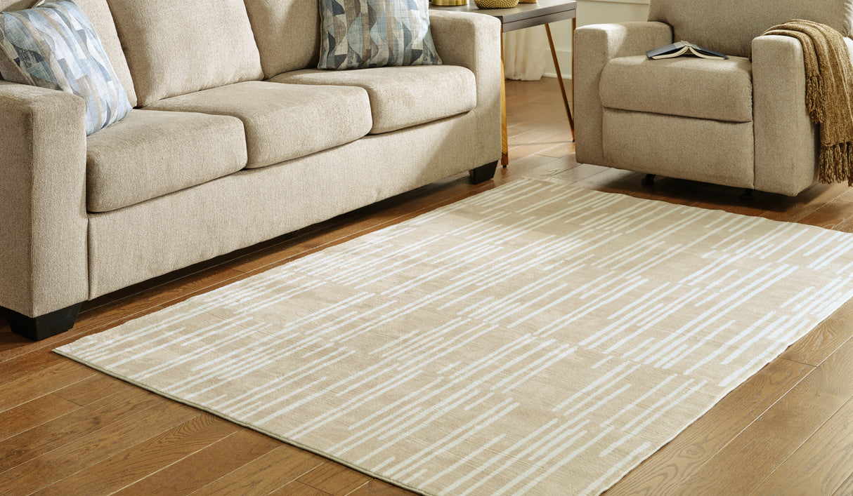 Furniture City Biloxi - Ashley Furniture - Ardenville Rug - 5' x 7'1" Washable Rug / Tan/Cream - R406212