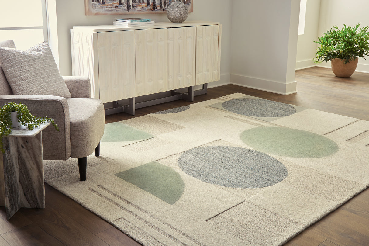 Furniture City Biloxi - Ashley Furniture - Dallane Rug - 8' x 10' Rug / Linen/Blue/Green - R406351