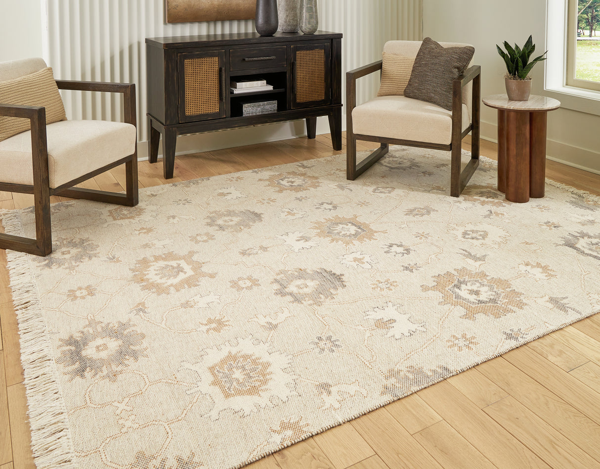Furniture City Biloxi - Ashley Furniture - Calkin Rug - 8' x 10' Rug / Linen/Gray/Caramel - R406391