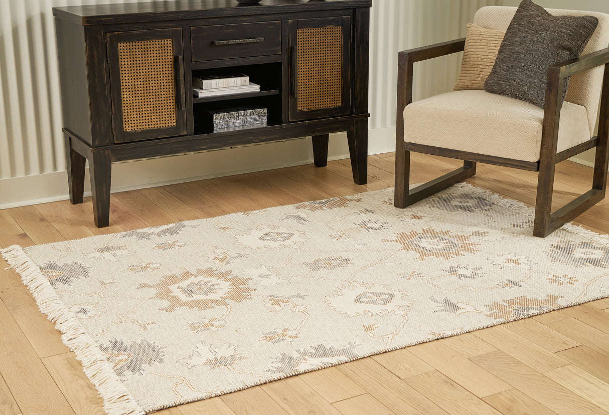 Furniture City Biloxi - Ashley Furniture - Calkin Rug - 8' x 10' Rug / Linen/Gray/Caramel - R406391