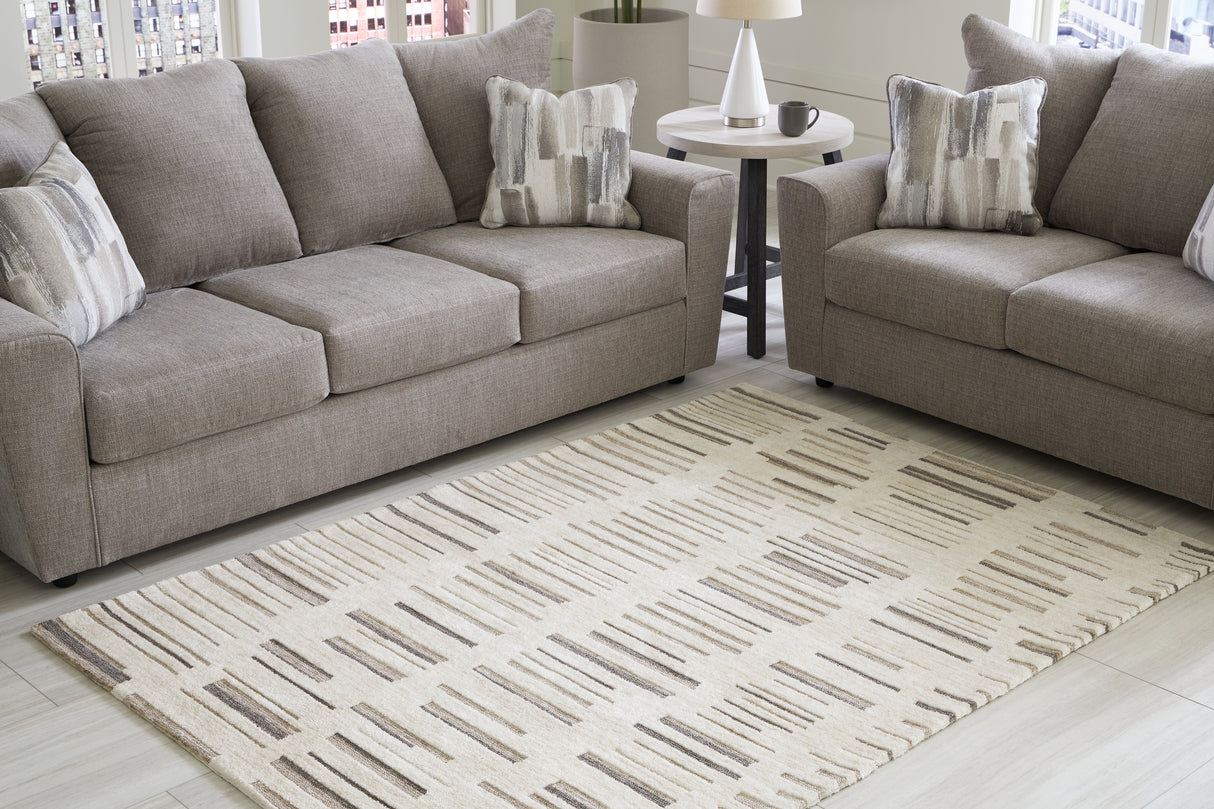 Furniture City Biloxi - Ashley Furniture - Leesdale Rug - 5' x 7' Rug / Ivory/Brown/Black - R406422