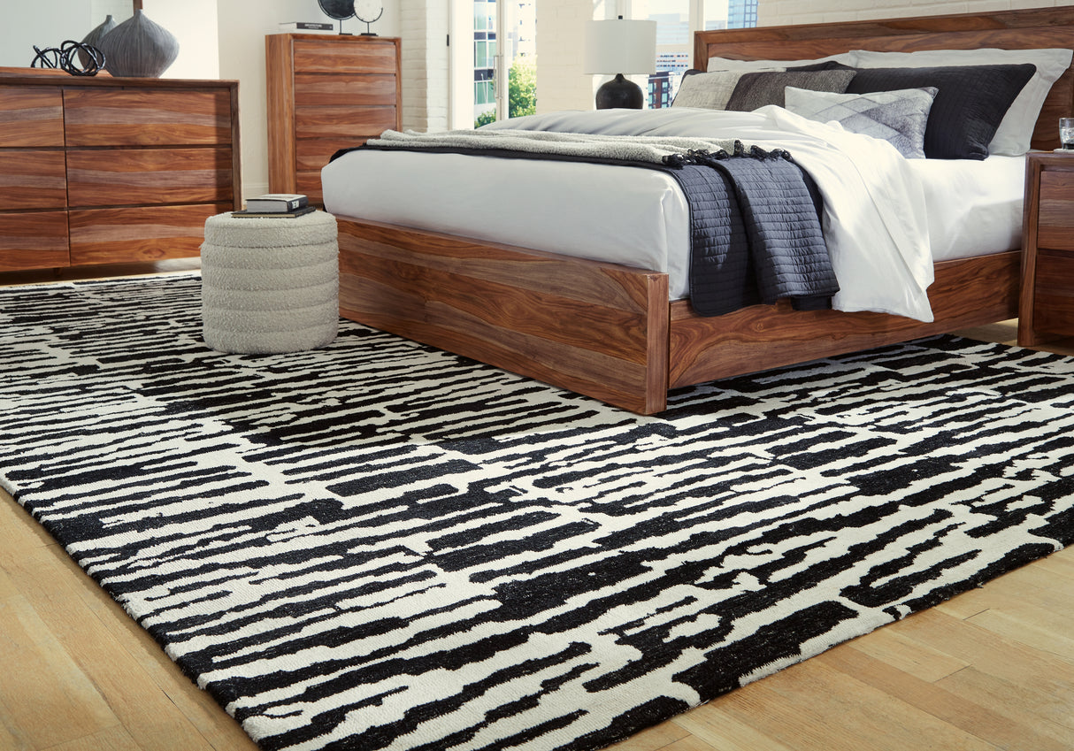 Furniture City Biloxi - Ashley Furniture - Bramshaw Rug - 10' x 14' Rug / Black/Ivory - R406760