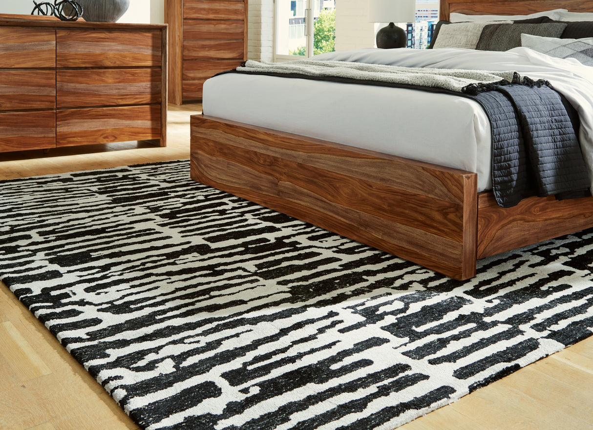 Furniture City Biloxi - Ashley Furniture - Bramshaw Rug - 5' x 7' Rug / Black/Ivory - R406762