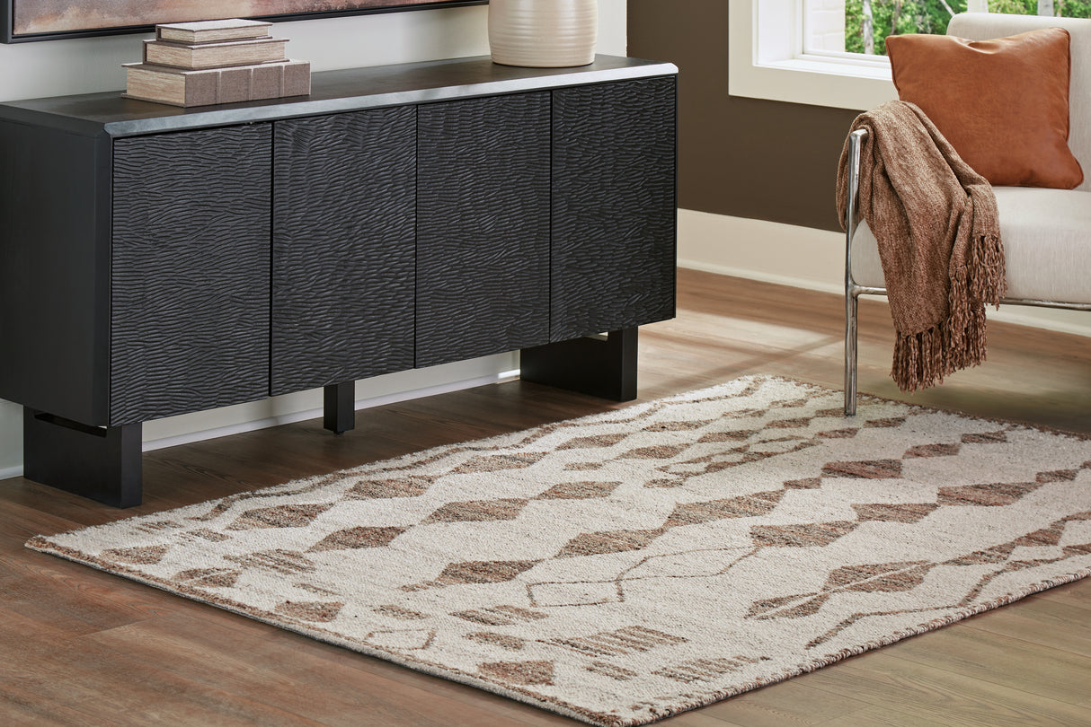 Furniture City Biloxi - Ashley Furniture - Brettler Rug - 5' x 7' Rug / Beige/Brown - R406792